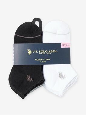 Polo by Ralph Lauren Black & White Women's Ankle Socks - 10 Pack
